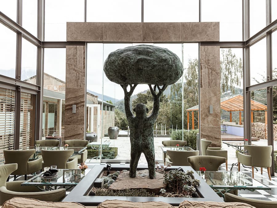 Dinner served, garden views