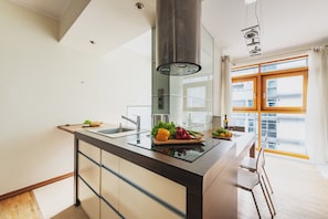 Appartamento Business, 1 camera da letto | Cucina privata | Frigorifero con congelatore, forno, bollitore elettrico
