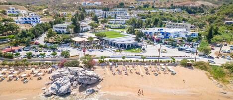 Private beach, sun loungers, beach umbrellas, beach towels