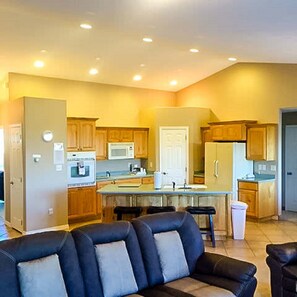 Villa | Private kitchen | Fridge, microwave, coffee/tea maker