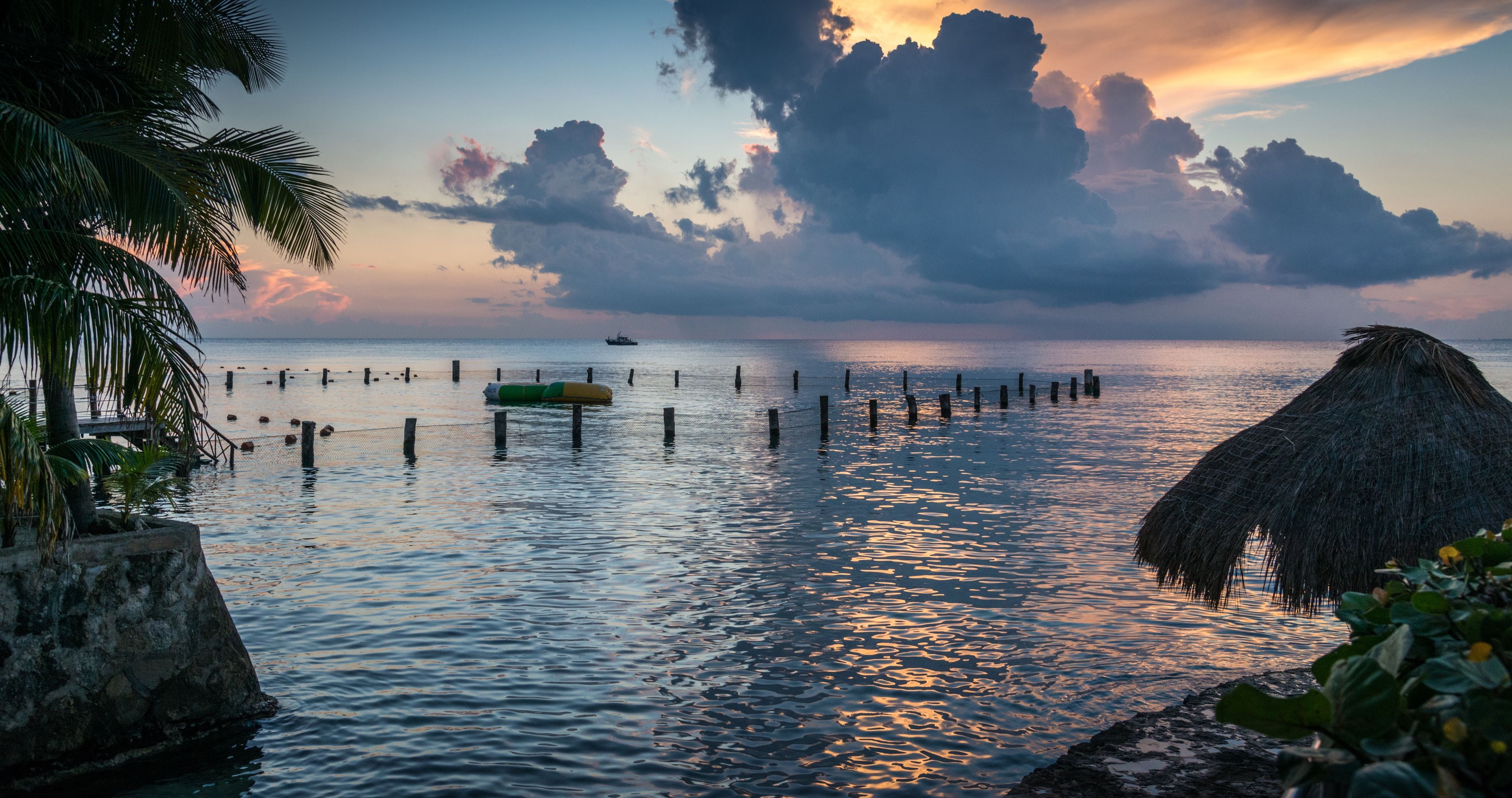 on the beach, sun-loungers, beach towels, scuba diving