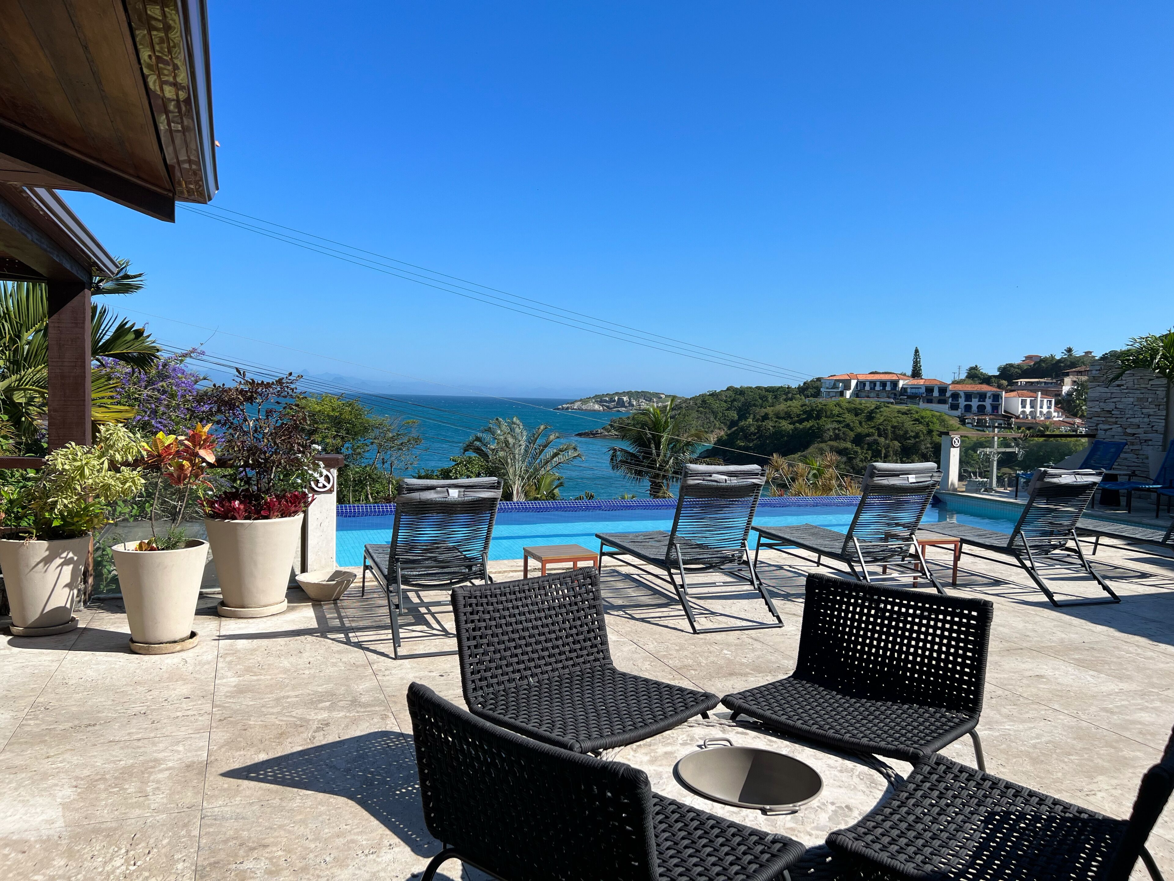 outdoor pool, pool loungers