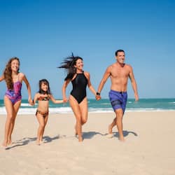 Plage, chaises longues, serviettes de plage, beach-volley