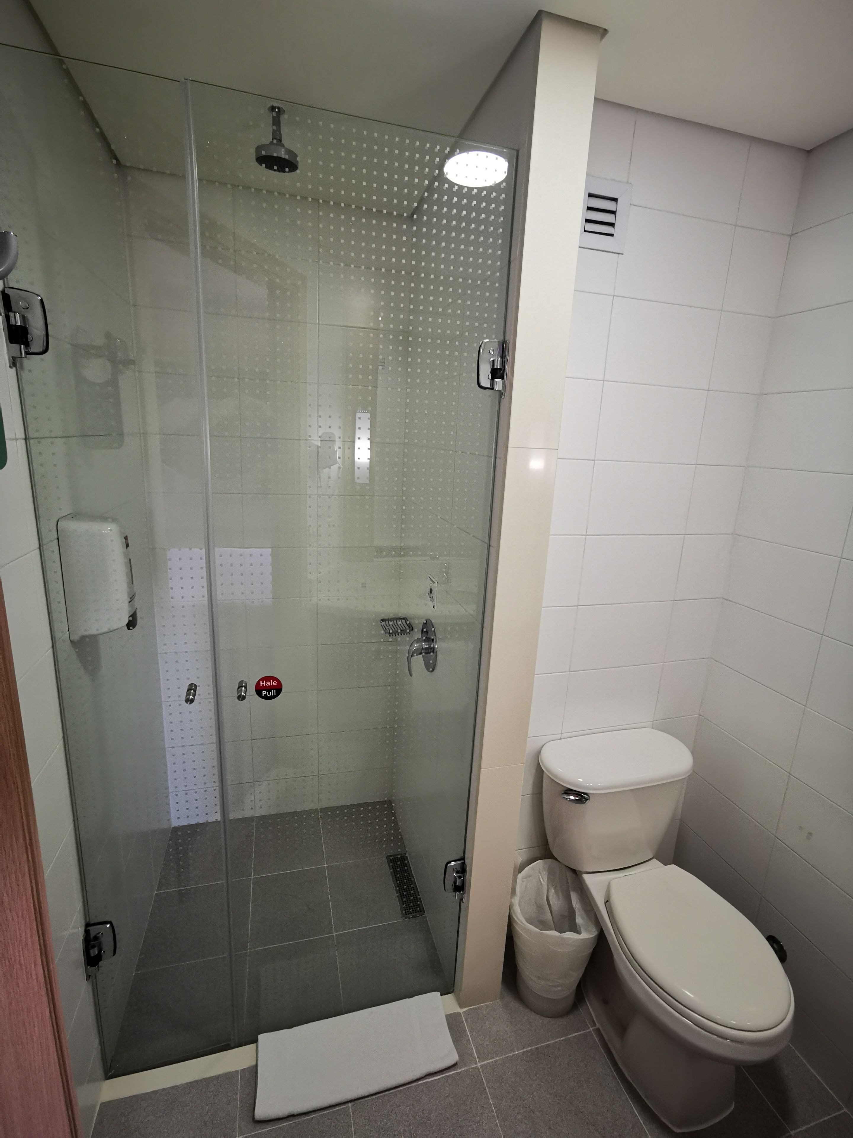 rainfall showerhead, eco-friendly toiletries, hair dryer, towels