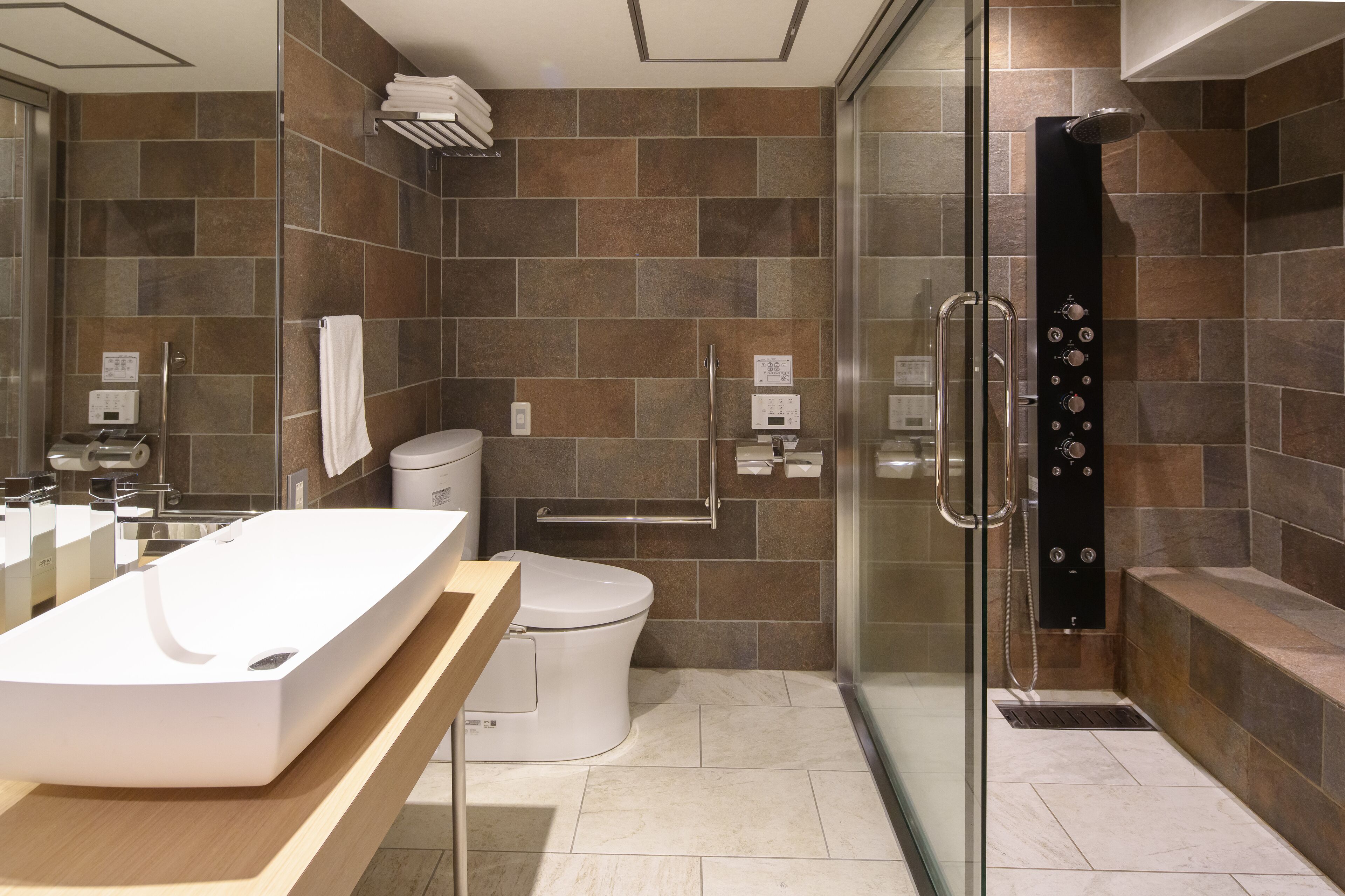 queen double (factory modern superior), non-snoking | bathroom | shower, hair dryer, slippers, electronic bidet