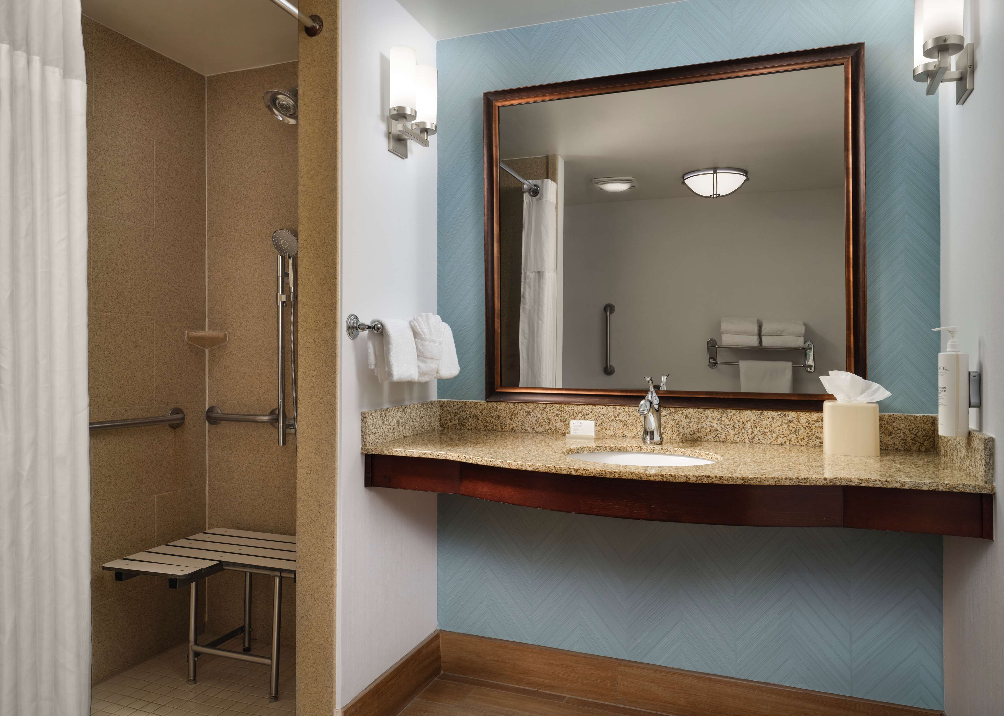 room, 2 queen beds, accessible | bathroom shower