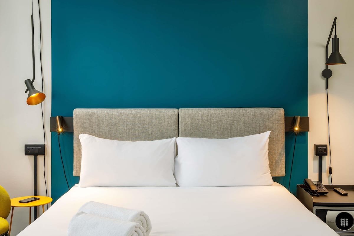 Hypo-allergenic bedding, desk, blackout drapes, soundproofing