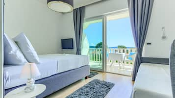 Deluxe Double or Twin Room, Terrace, Sea View | Minibar, in-room safe, desk, soundproofing