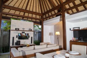 Villa, 1 Bedroom, Private Pool | Living area | 32-inch LCD TV with digital channels, TV