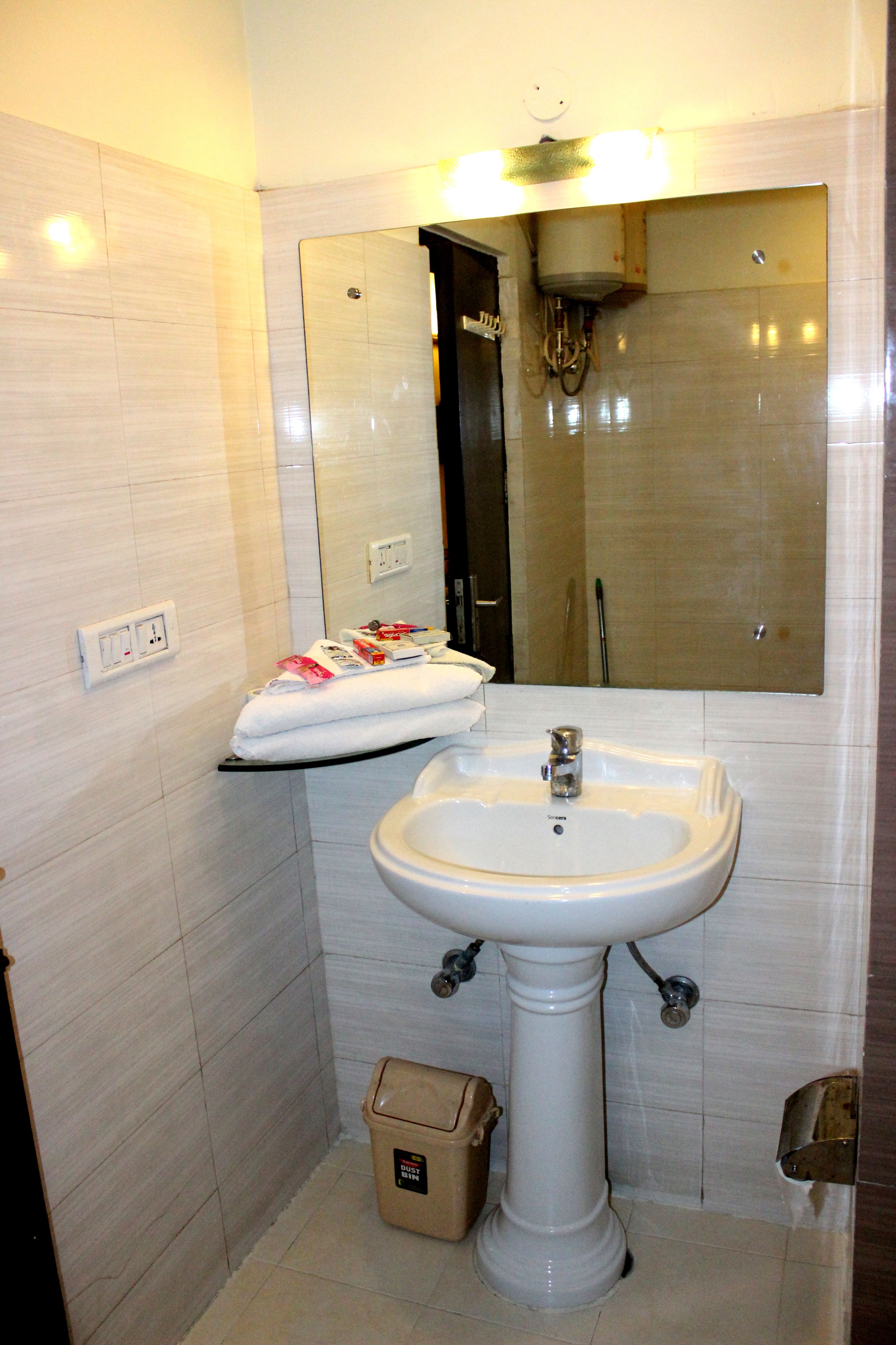 luxury queen room | bathroom | shower, rainfall showerhead, free toiletries, hair dryer