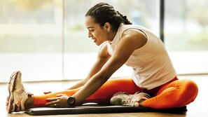 Guests can stretch and stay active in this well-equipped space.