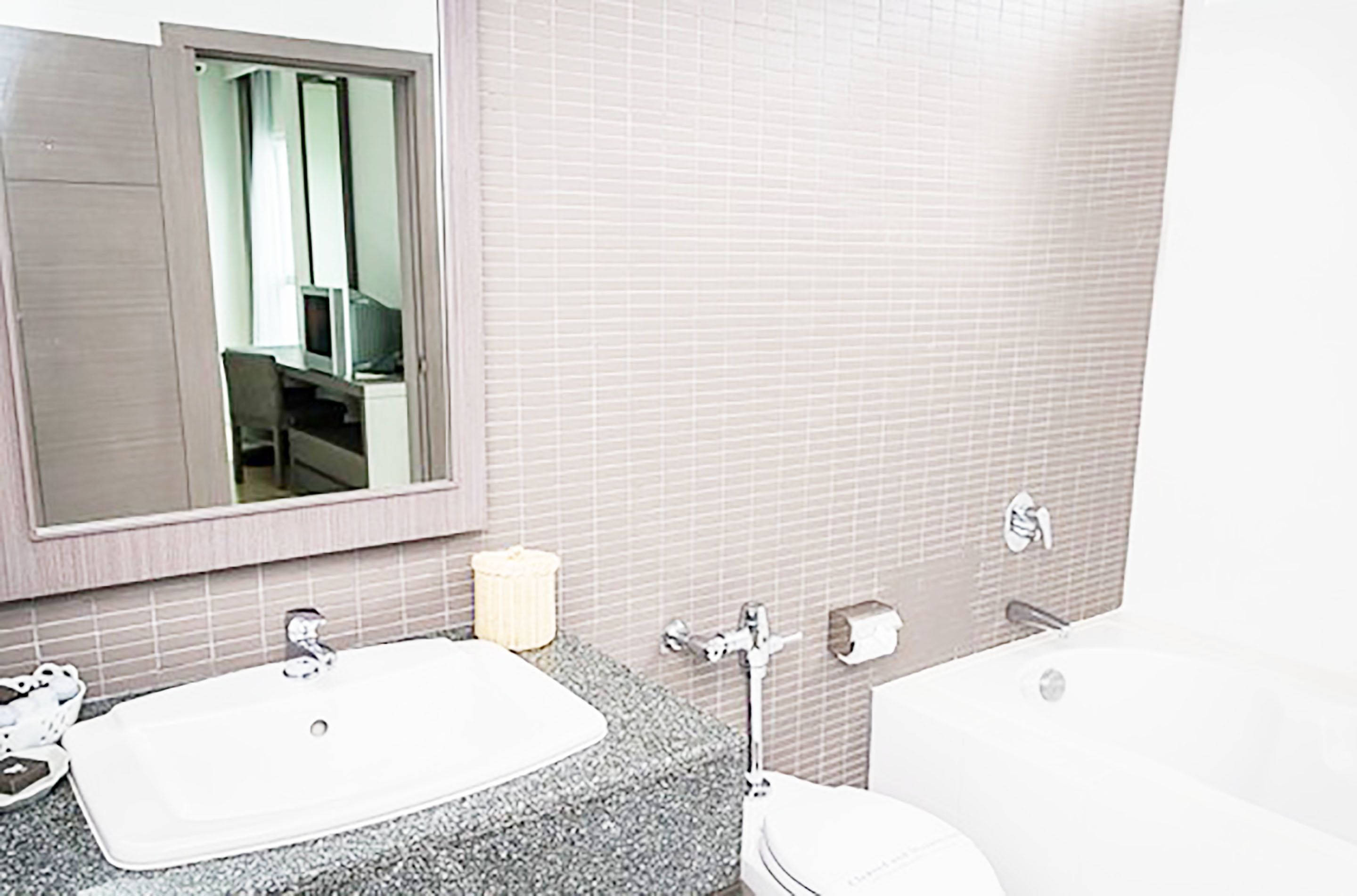 separate bathtub and shower, free toiletries, hair dryer, bathrobes