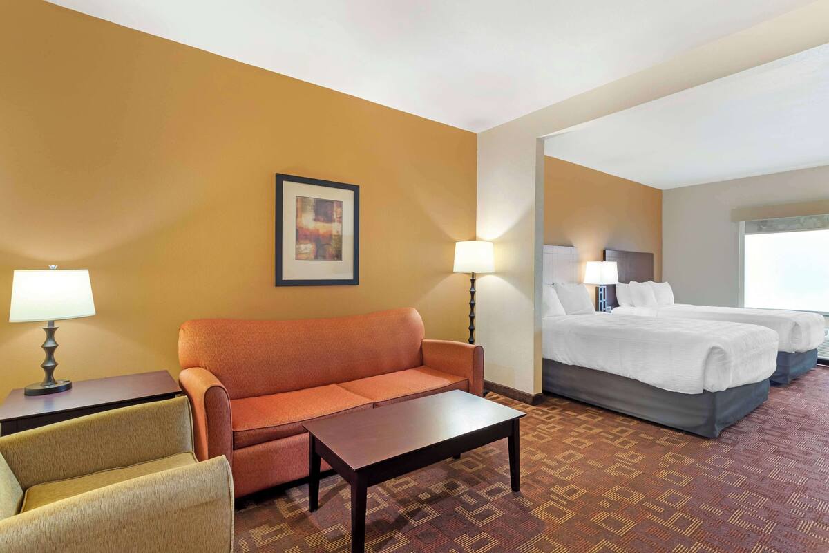 suite, 2 queen beds, non smoking, refrigerator & microwave (with sofabed) | in-room safe, desk, iron/ironing board, free wifi