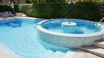 Outdoor pool, pool loungers