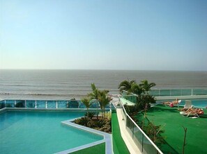 Outdoor pool, sun loungers