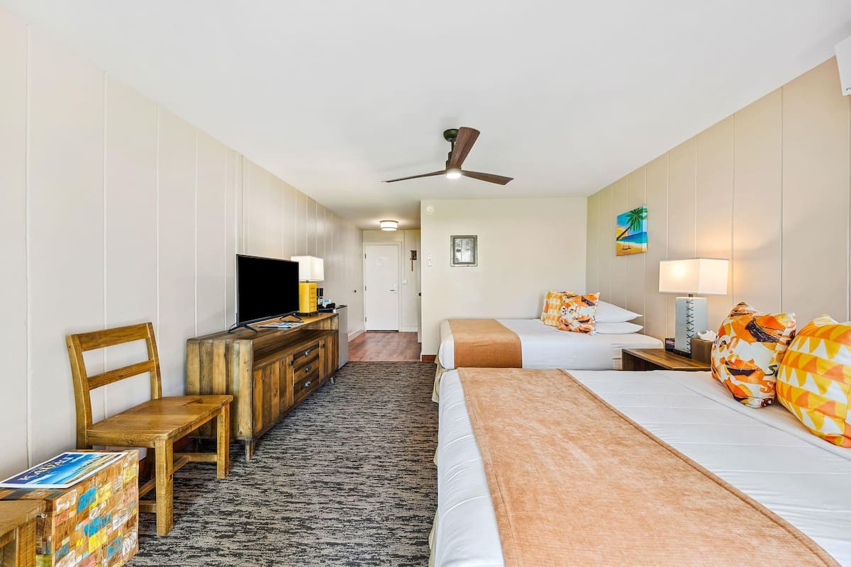 Room, 2 Double Beds, Non Smoking, Ocean View | Laptop workspace, blackout drapes, Internet, bed sheets