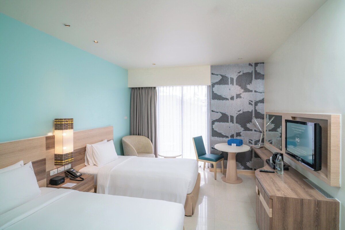 In-room safe, desk, laptop workspace, blackout drapes
