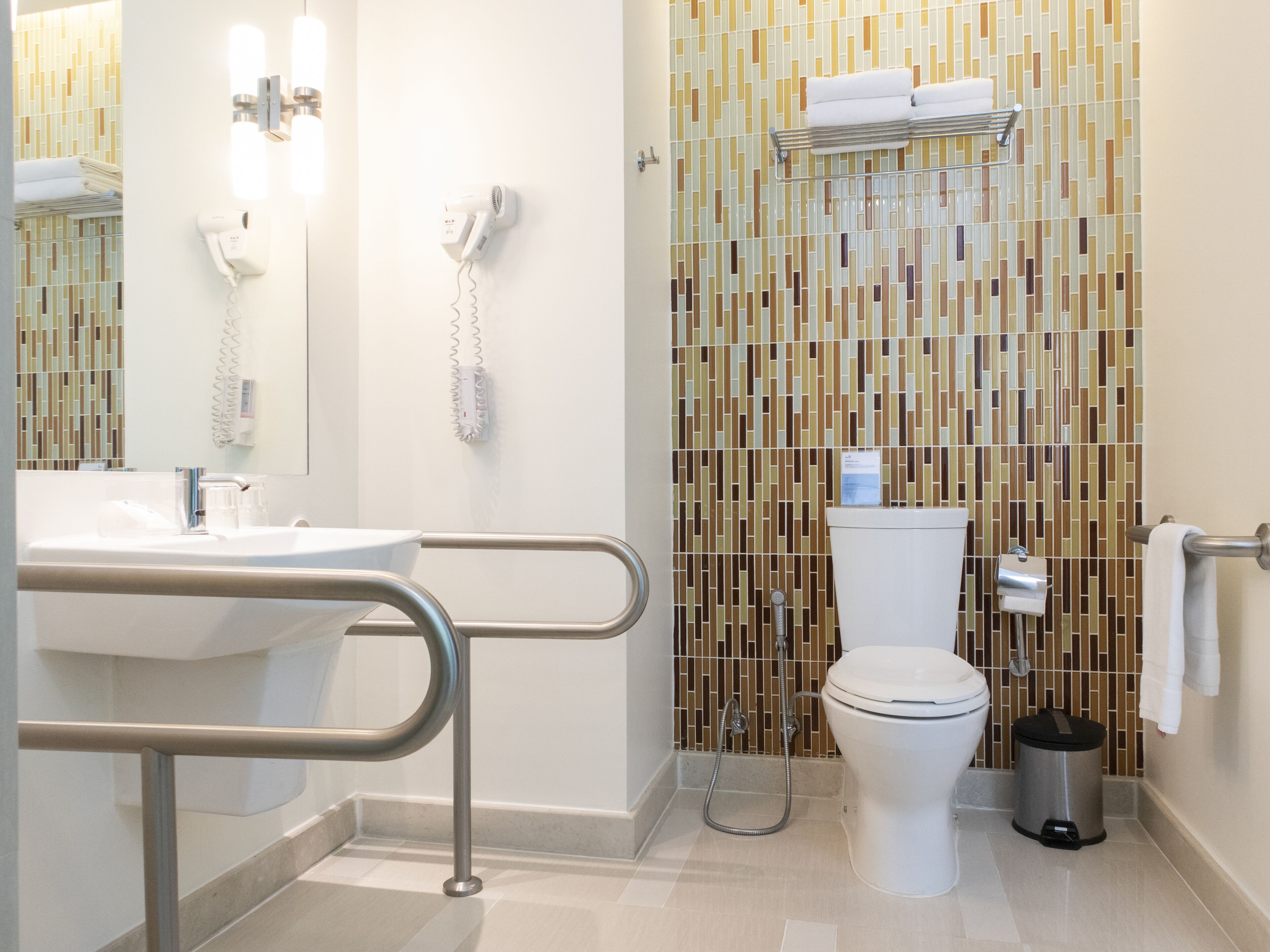 rainfall showerhead, free toiletries, hair dryer, bathrobes