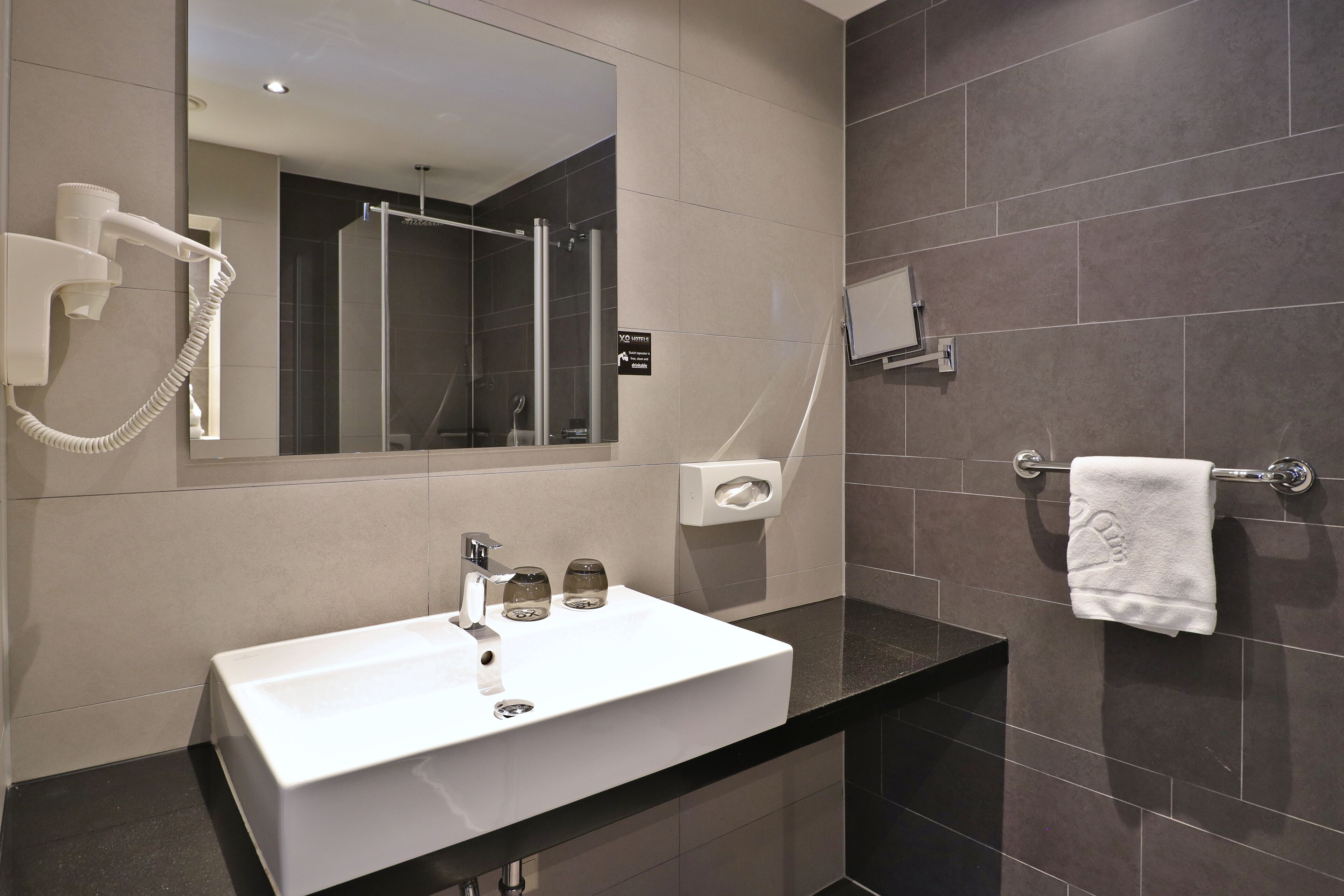 comfort room, 1 king bed | bathroom | shower, rainfall showerhead, free toiletries, hair dryer