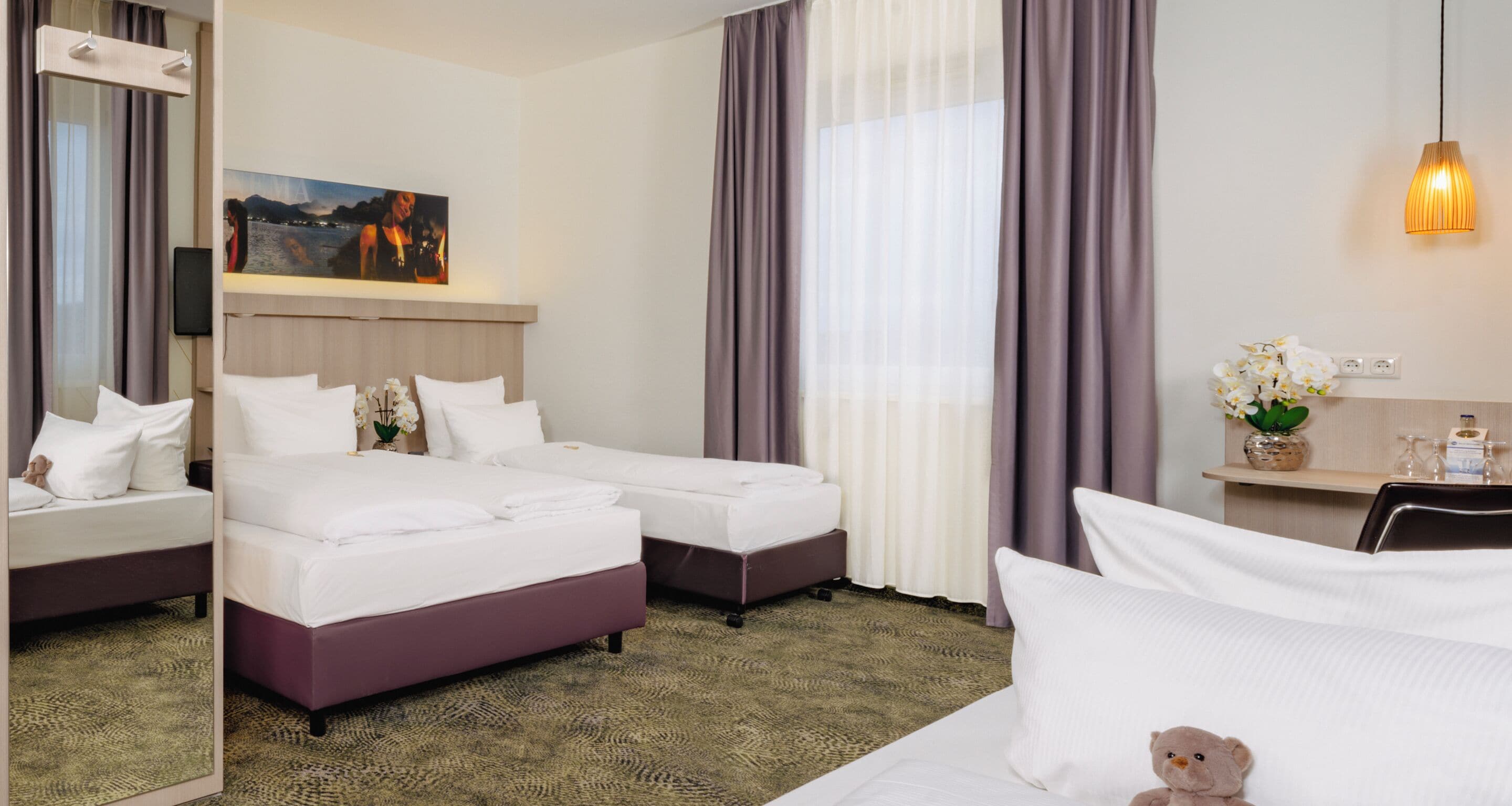 Standard Triple Room | Pillowtop beds, in-room safe, desk, laptop workspace