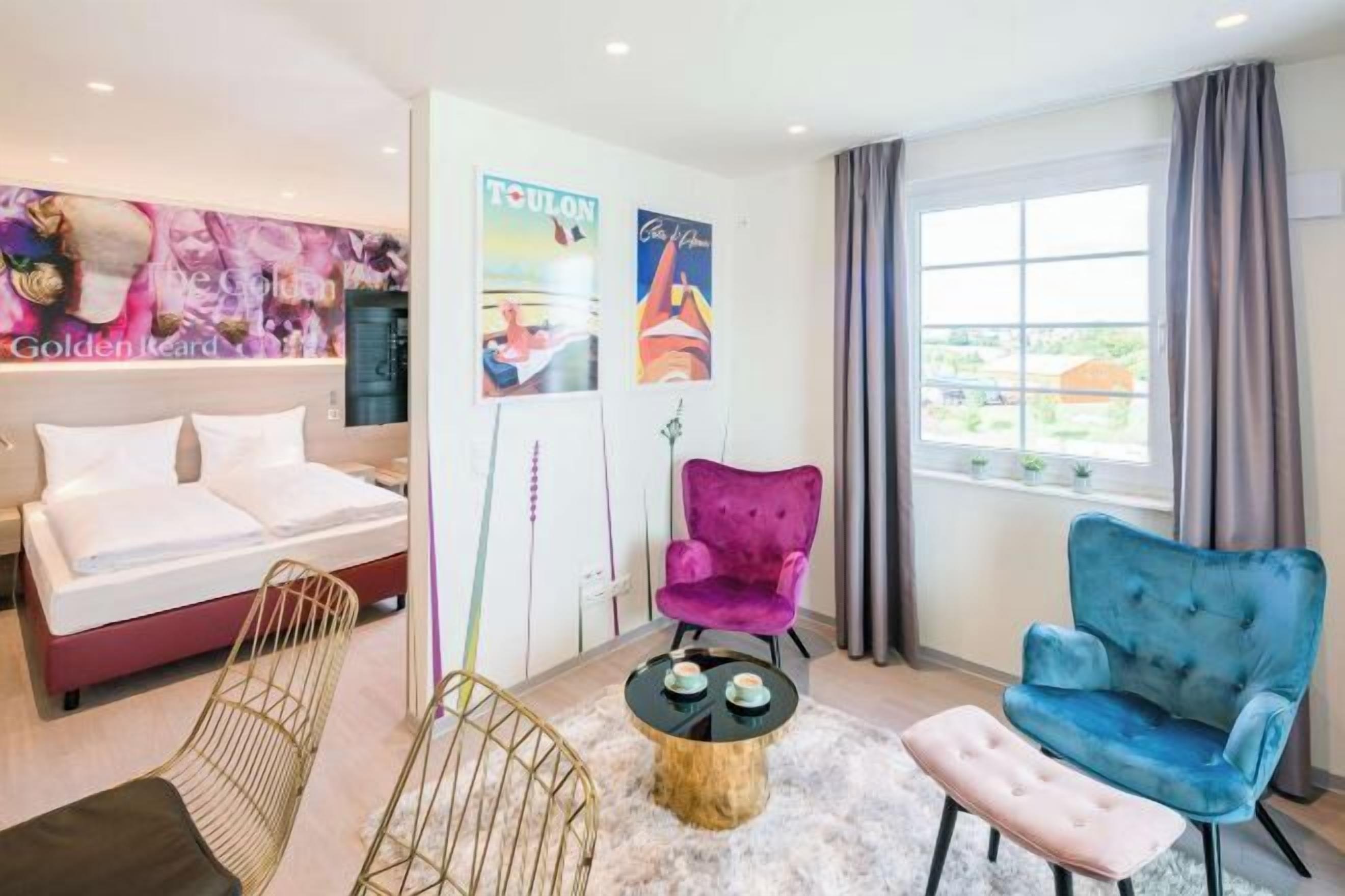 Pillowtop beds, in-room safe, blackout drapes, soundproofing