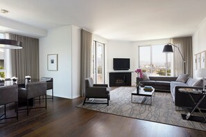 Two Bedroom Penthouse | Living area | 46-inch LCD TV with cable channels, TV, fireplace - AKA Beverly Hills (Beverly Hills)