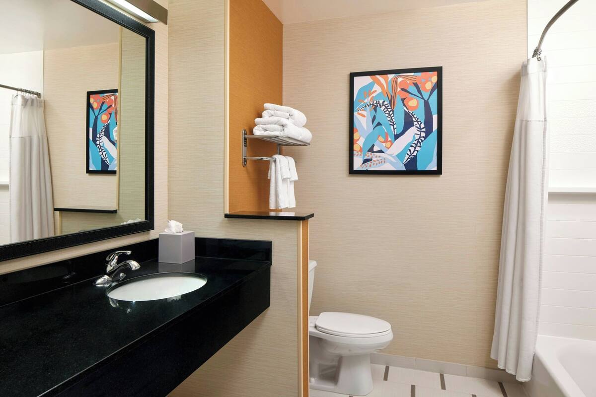 Hair dryer, towels