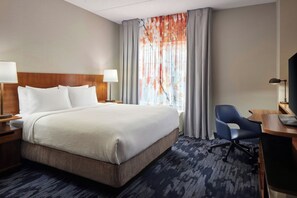 Egyptian cotton sheets, premium bedding, pillow-top beds, desk