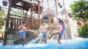 A water park with a wooden play structure and a pool. - Resorts World Sentosa - Equarius Hotel (Singapore)