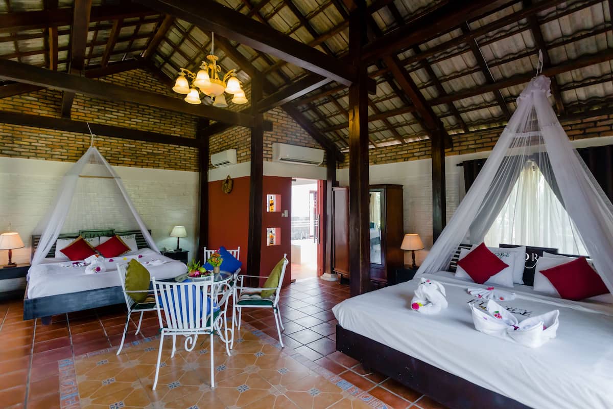 Bangalô família, vista para o oceano | Roupas de cama premium, cofres nos quartos, escrivaninha