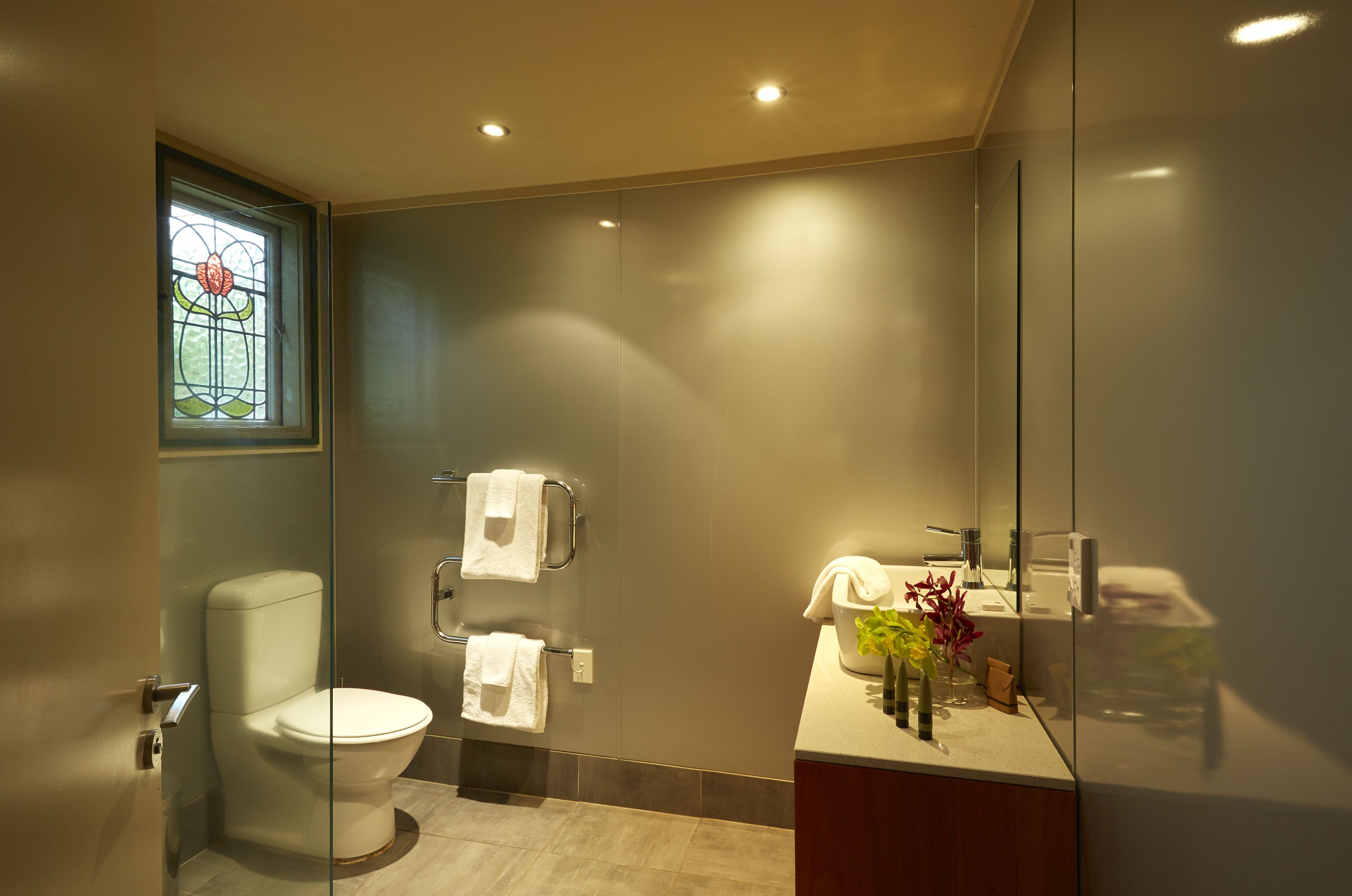 family room | bathroom | shower, free toiletries, hair dryer, towels