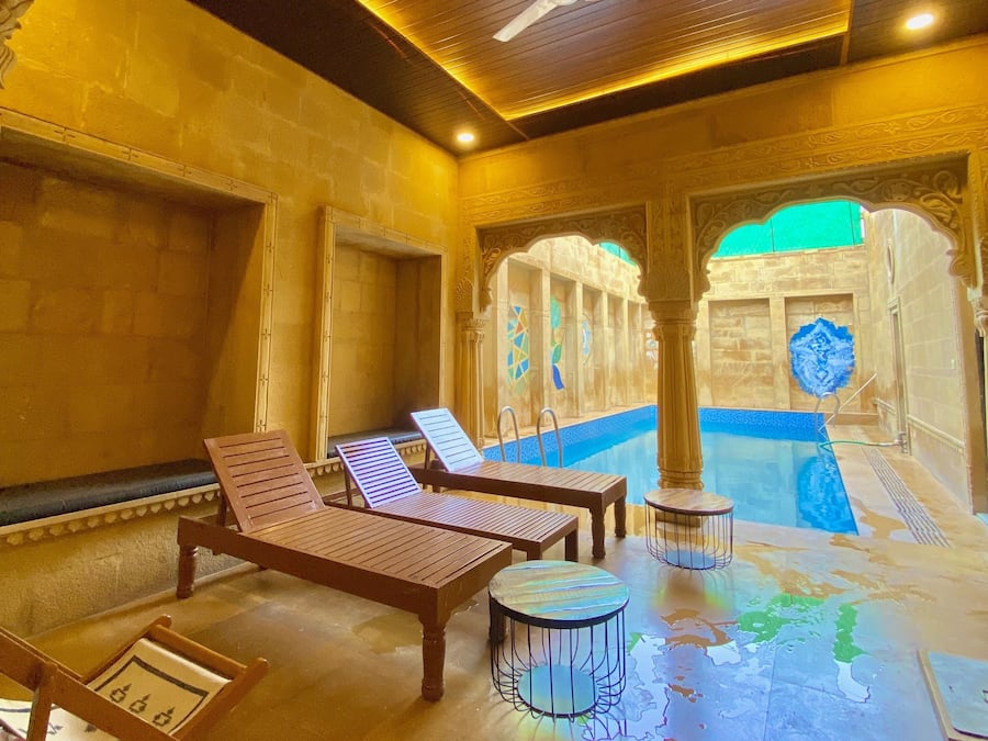 Outdoor pool, open 9:00 AM to 8:00 PM, sun loungers