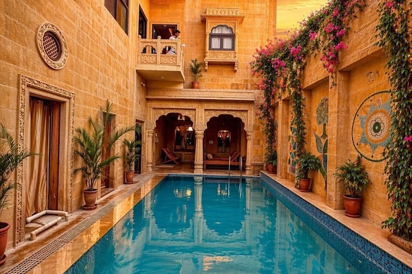 Outdoor pool, open 9:00 AM to 8:00 PM, pool loungers