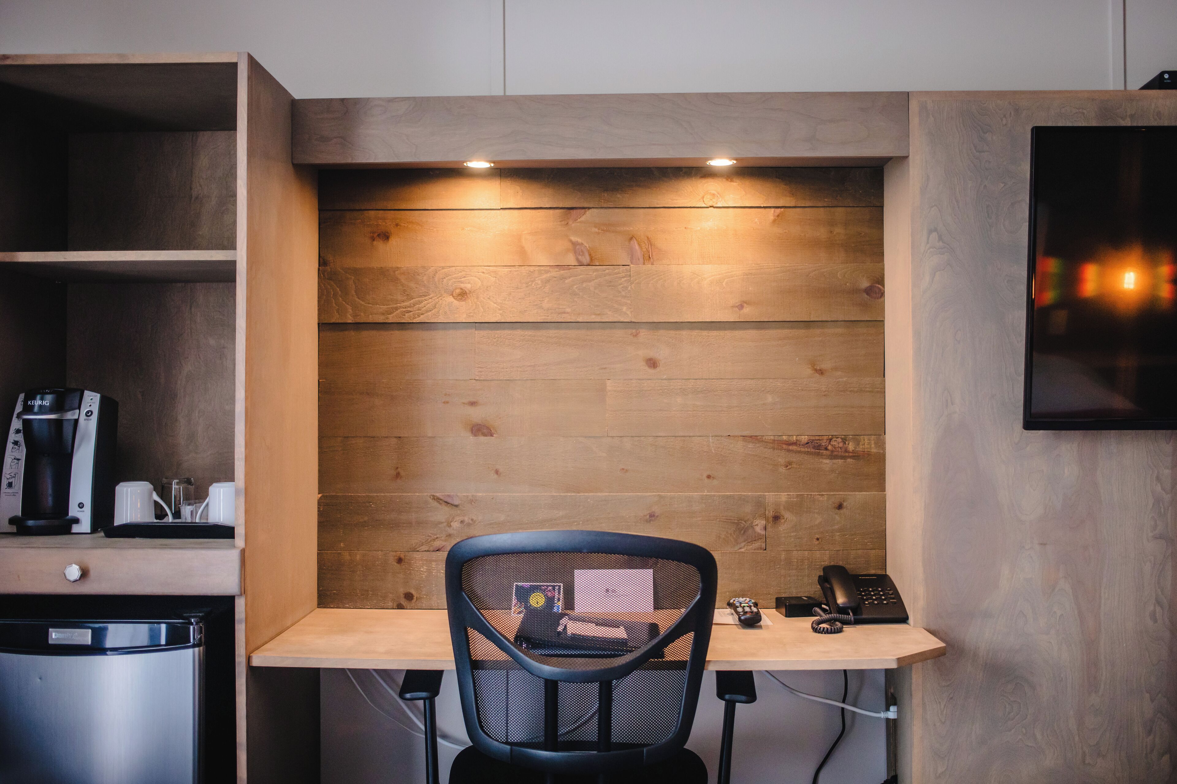 1 bedroom, desk, blackout curtains, iron/ironing board