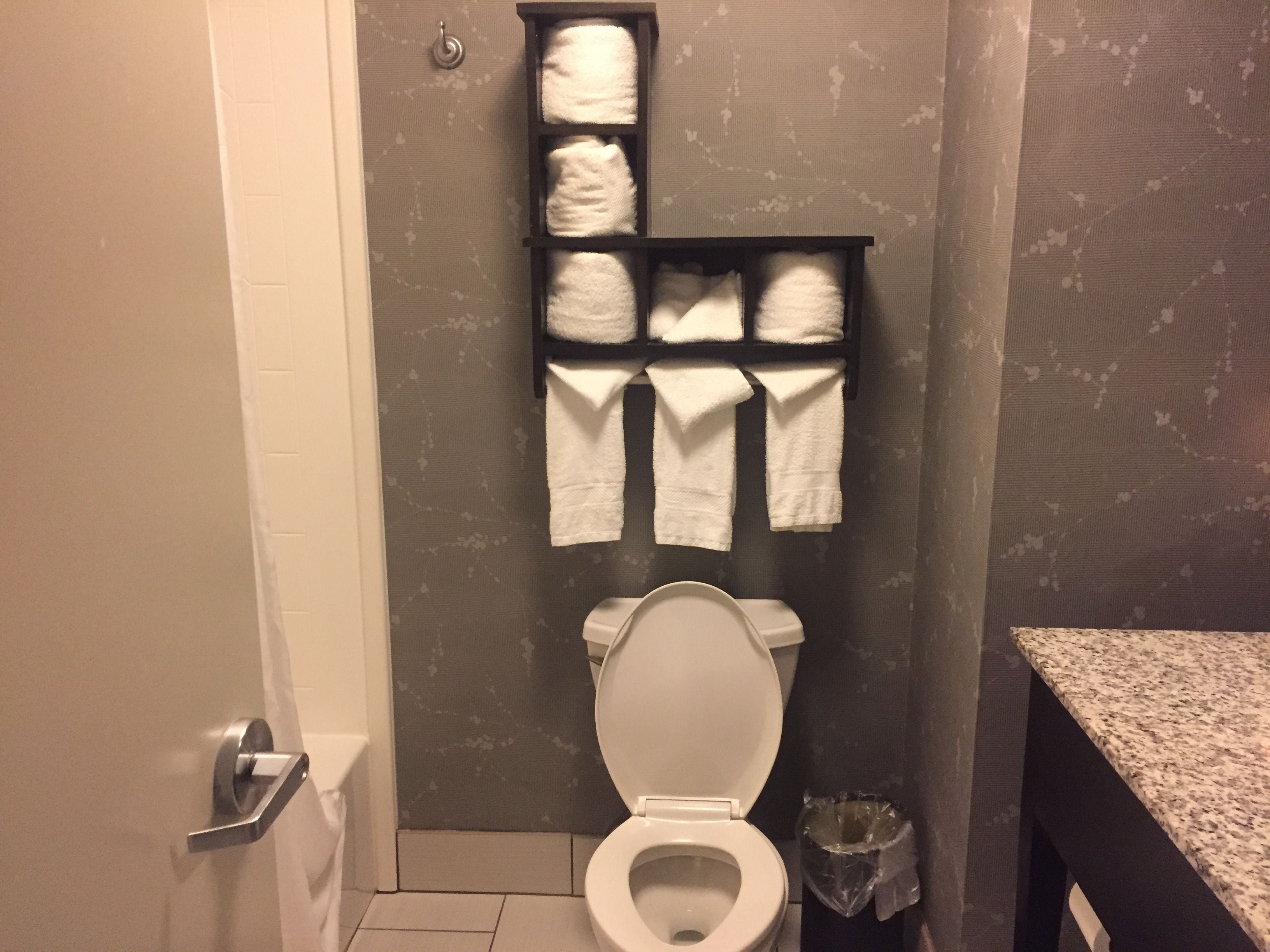 two queen beds | bathroom | hair dryer, towels