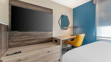 Hypo-allergenic bedding, pillow-top beds, in-room safe, desk