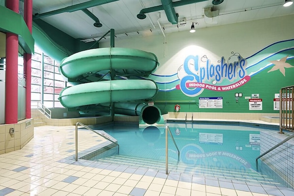 Indoor pool, open 8:00 AM to 9:30 PM, sun loungers