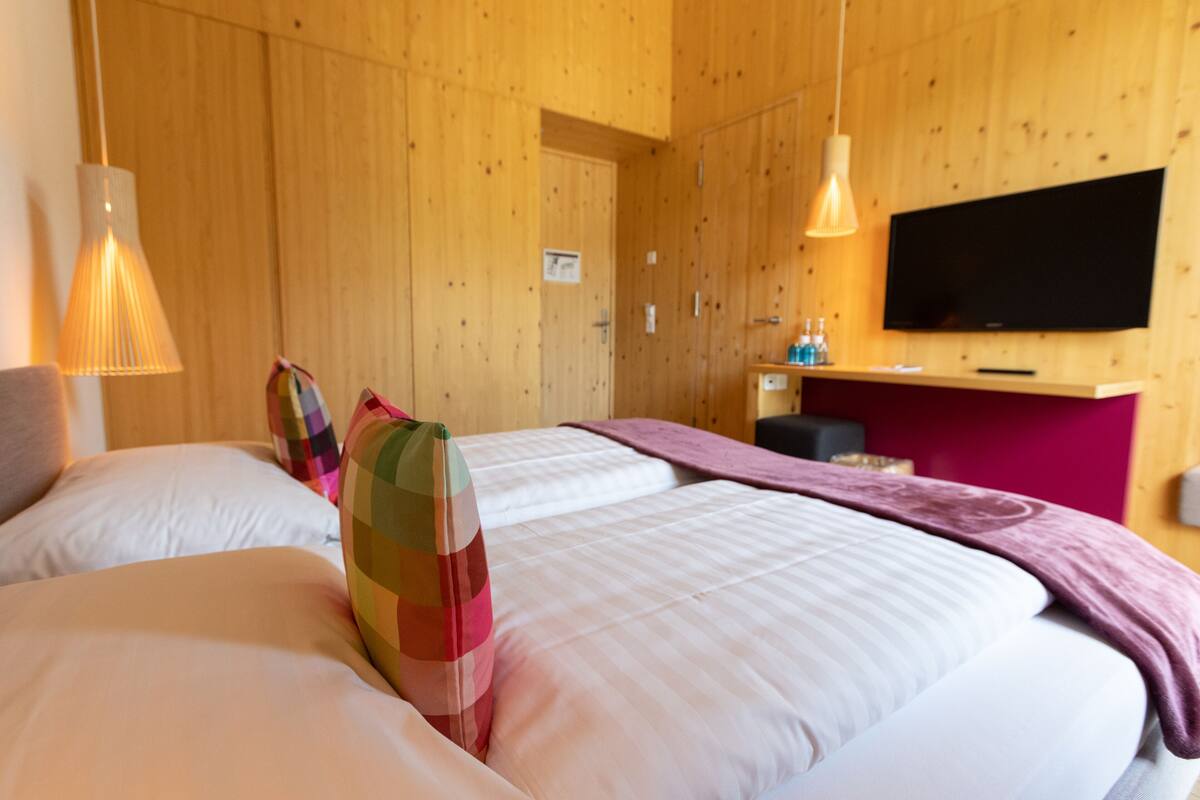 Basic Double Room, 1 King Bed, Mountain View | Hypo-allergenic bedding, in-room safe, blackout curtains, soundproofing