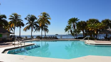 Outdoor pool, pool loungers