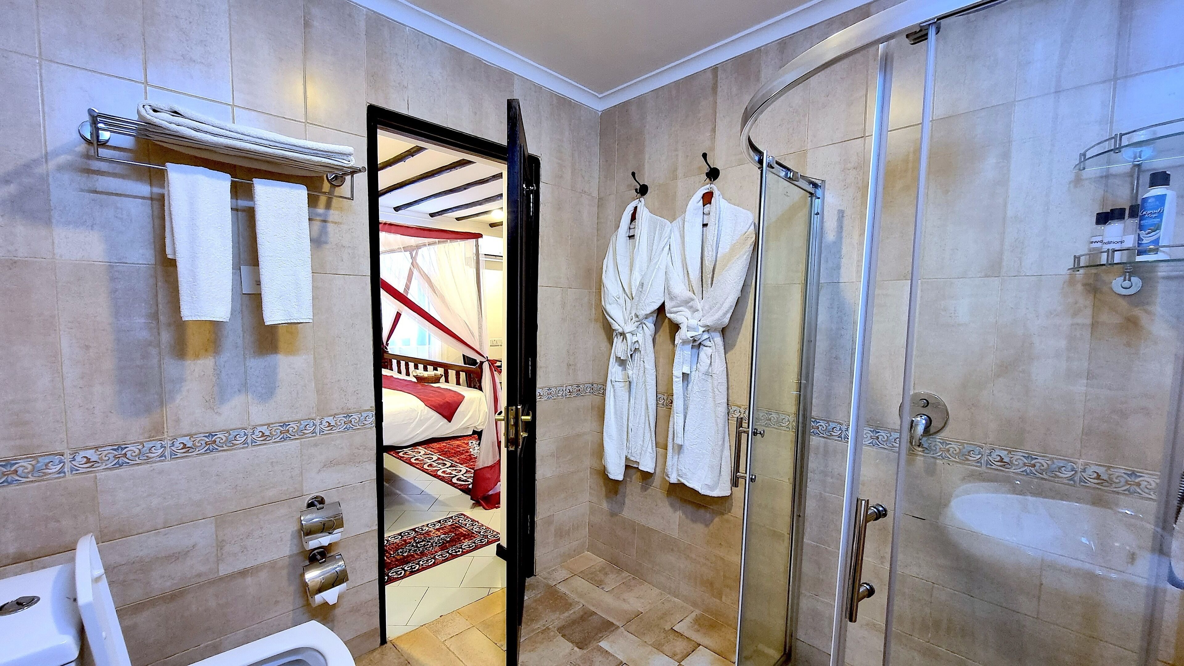 quadruple room, 2 bedrooms | bathroom | hair dryer, slippers, bidet, towels