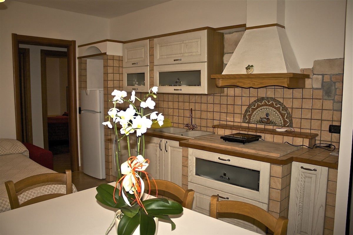 Comfort Apartment for 5 people | Cocina privada | Refrigerador, microondas, parrilla de estufa y cafetera y tetera