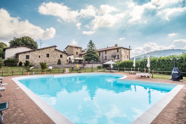 Outdoor pool, pool umbrellas, pool loungers