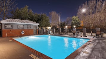 Outdoor pool, pool loungers