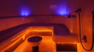 Couples treatment rooms, sauna, body treatments, body scrubs, facials