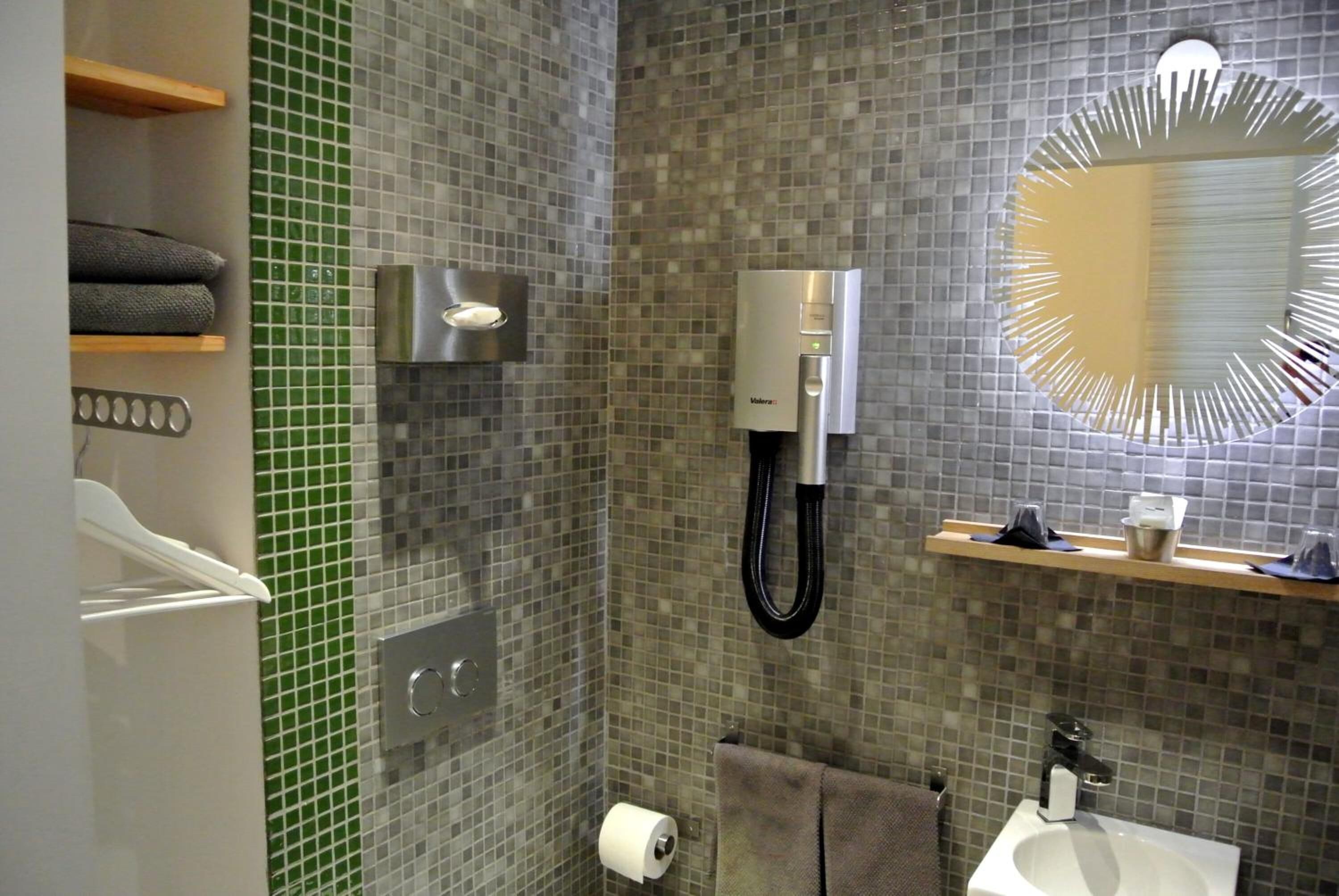 free toiletries, hair dryer, towels