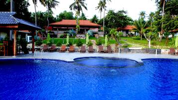 Ulkouima-allas, aurinkovarjoja, aurinkotuoleja