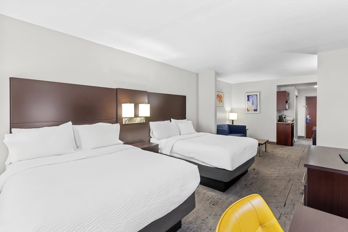 Suite, 2 Queen Beds | Egyptian cotton sheets, premium bedding, pillowtop beds, desk