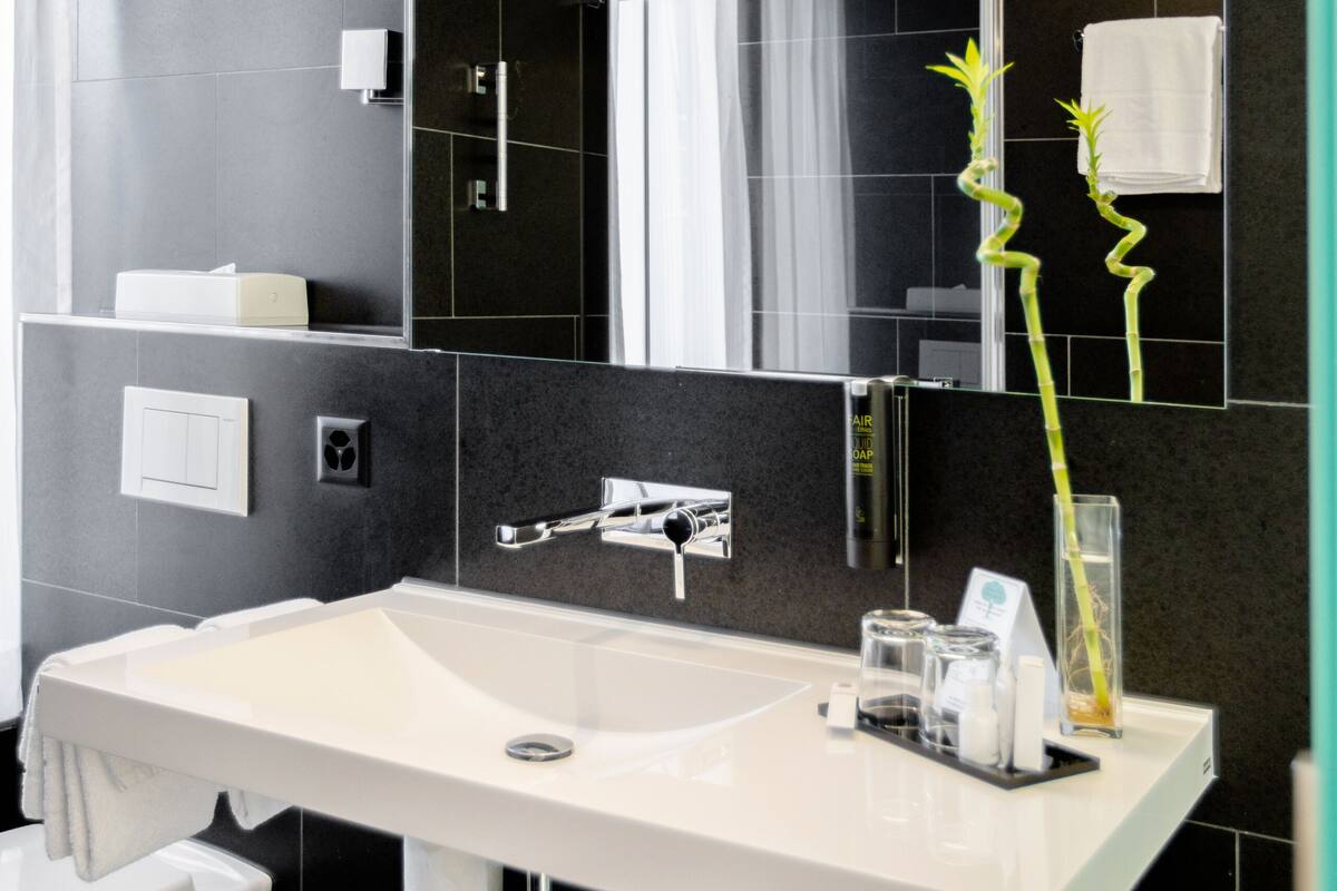 comfort room, 2 single beds, mountain view | bathroom | shower, designer toiletries, hair dryer, bathrobes