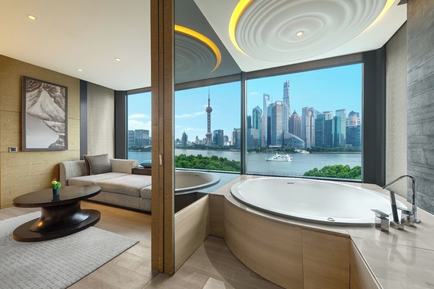 Family Connecting Suite - Two-Bedroom (Oriental Pearl Tower View) | Down comforters, minibar (some free items), in-room safe, desk