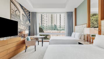 Phòng đôi Deluxe, 2 giường đôi | Bộ đồ giường cao cấp, chăn bông, nệm có lớp đệm bông, minibar